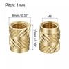 sourcing map Knurled Insert Nut M6 x 10mm L x 8mm OD Female Thread Brass Embedding Nut 30 Pcs