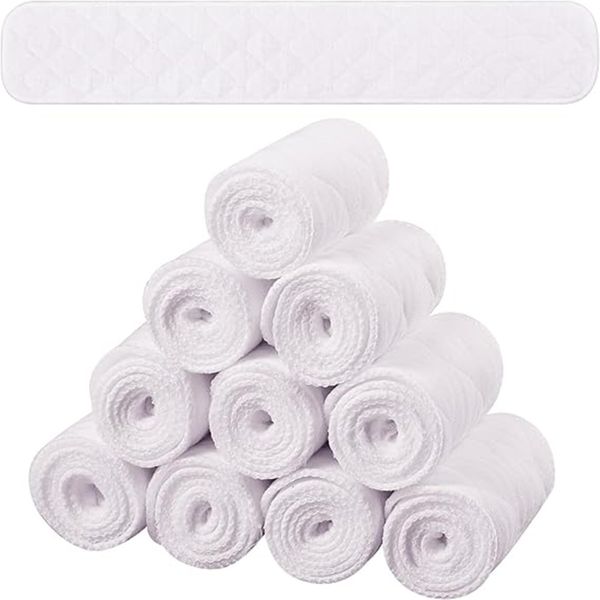 SATINIOR 10 Pcs Cotton Bra Liners Rectangle Under Bra Pads 3 Layer Bra Sweat Liners for Women Sweating Supplies (White, Medium)