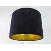 Navy Blue Velvet Brushed Gold Drum Lampshade
