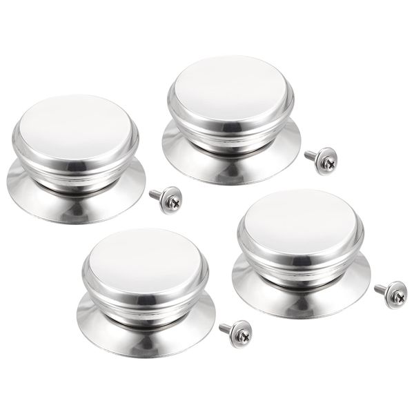 uxcell Universal Pot Lid Knobs Stainless Steel Replacement Knobs 62x56x28mm for Pot Cover Lids 4pcs