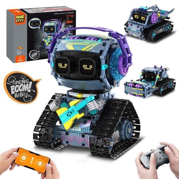 STEM Robot Building Kit for Kids 6-14,3in1 Remote & APP Controlled STEM Rock Robot/Truck/Road Roller Robot Building Toys for Kid,433 Pcs Building Blocks Set Birthday Xmas Gift Ideas for Boys Girls