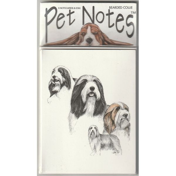 Bearded Collie Dog Pet Notes Blank Note Cards 6 Cards & Envelopes 5.5" X 4.25"