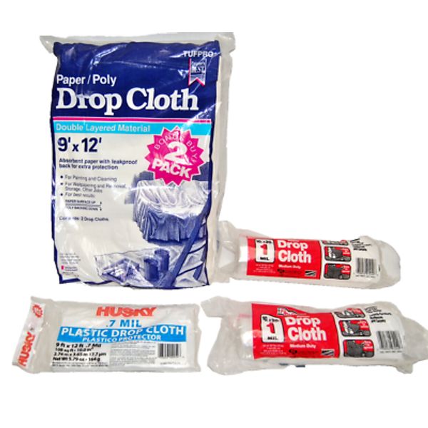 Drop Cloths of Paper/Poly & Plastic Assorted Brands & Sizes  Lot of 4 Pkg. T2128