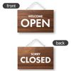 StartUpSelect Open Close Sign OPEN CLOSED Wood Walnut Veneer (15x24cm)