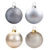 VFM - Champagne Gold 10cm Baubles Assorted (4 Pack) - Christmas Tree Decorations