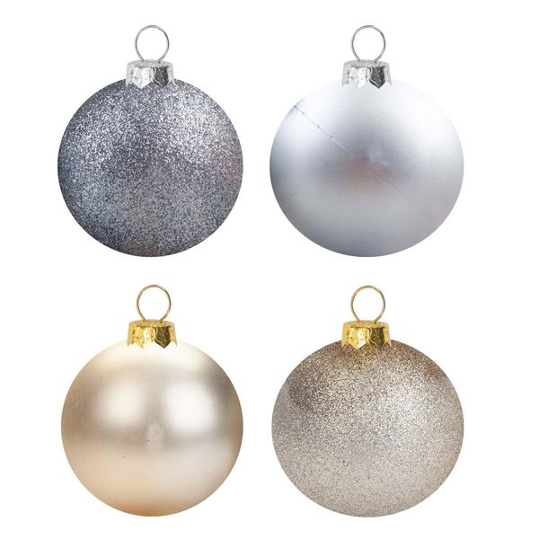 VFM - Champagne Gold 10cm Baubles Assorted (4 Pack) - Christmas Tree Decorations