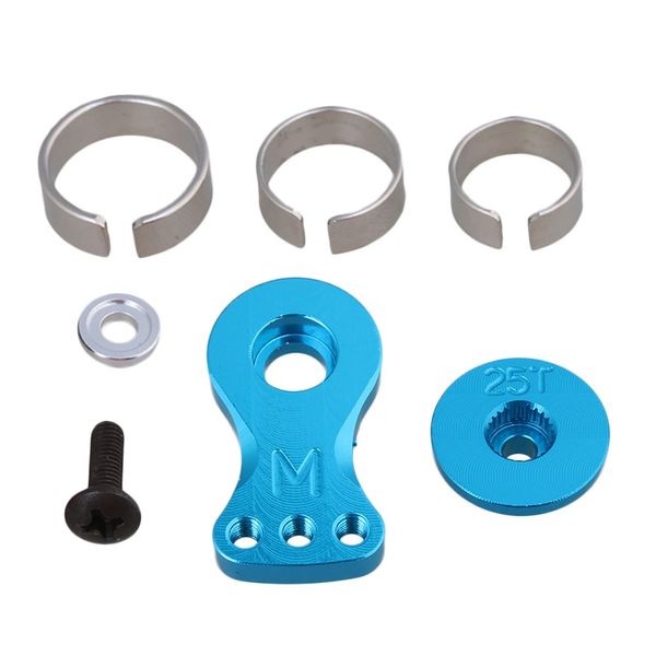 Mxfans Blue Aluminum Alloy 25T Steering Servo Horn Arm Set Upgrade Parts for RC1:8 1:10 1:16 Model Car N10221