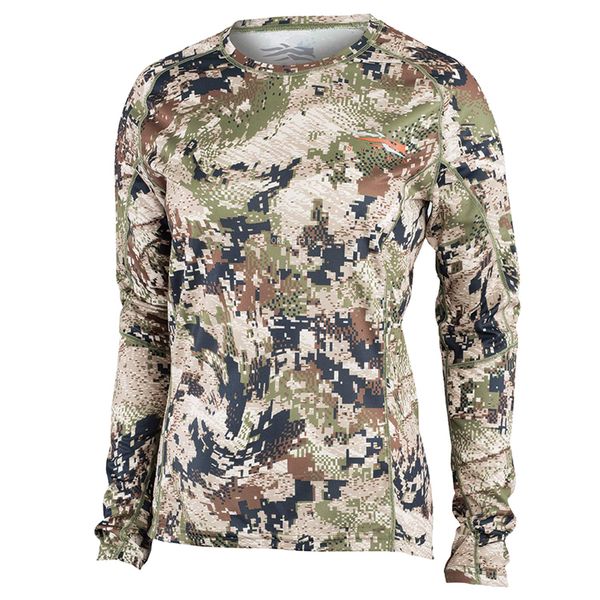 SITKA Gear Women's Hunting Core Lightweight Camo Crew Long Sleeve Shirt, Optifade Subalpine, Medium