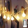 LED Globe String Lights with Remote, 16.4Ft 50 LED 8-Mode Twinkle Lights Battery