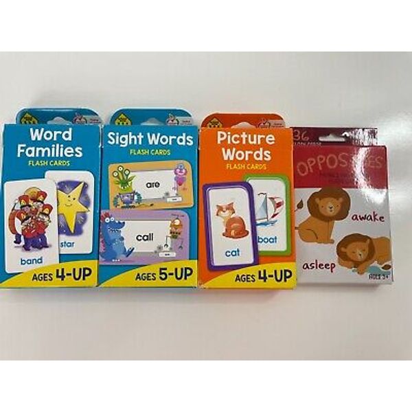 Lot of 4 Reading & Phonics Flash Card Decks Word Families Picture & Sight Words