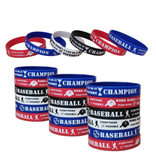 CupaPlay 24 PCS Baseball Motivational Silicone Wristband - Personalized Silicone Rubber Bracelets - Sports Prizes - Party Favors and Supplies - Birthday Party Goodie Bag Stuffers - Carnival/Events