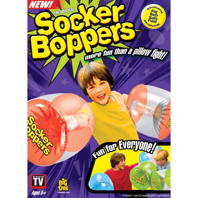 Socker Boppers Inflatable Boxing Pillows - One Pair Boppers – Clear, Box and Bop, Durable Vinyl, Active Outlet That aids in Agility, Balance and Coordination, Safe Fun Indoor or Out, Great Gift