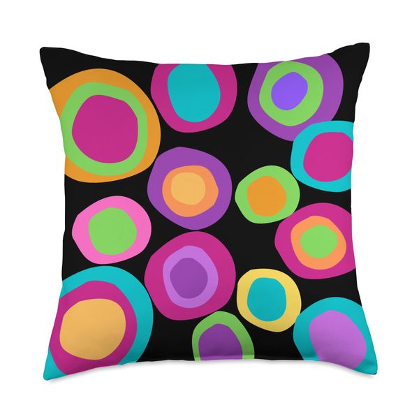 Bright, colorful abstract circle statement design Throw Pillow