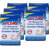 Secure Denture Adhesive Strips - Waterproof - 60 Strips (4 Pack)