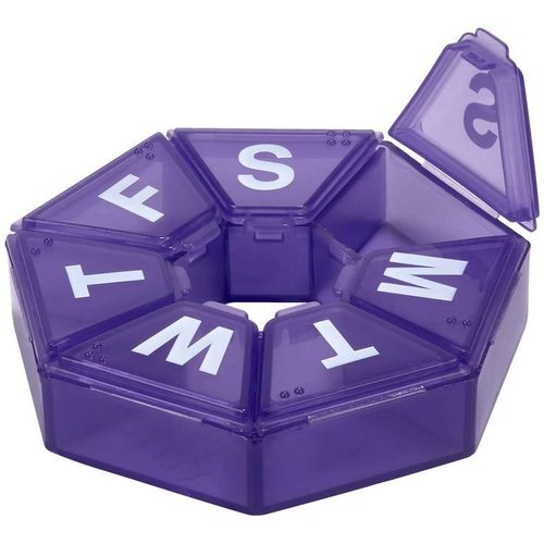 Ezy Dose Weekly (7 Day) 7 Sided Pill Organiser and Vitamin Planner, Small, Assorted Colors