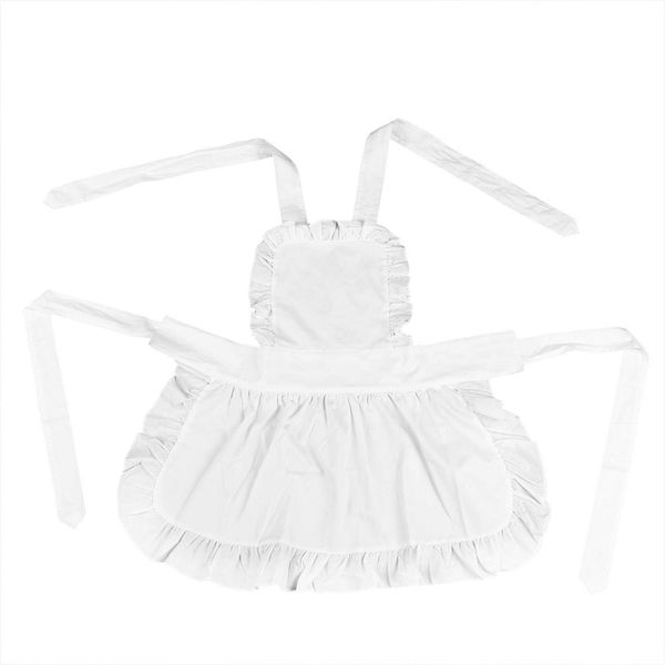 HERCHR Maid Ruffle Retro Apron,Chefs Apron,33.5×25.6inch Adjustable Ruffle Apron Kitchen Cooking Baking Cleaning Maid Costume Cute White Women Aprons Waitress Apron for Gift