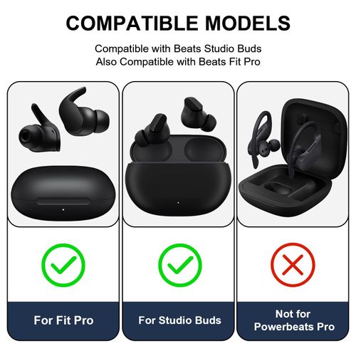 Aiivioll 6pcs Silicone Ear Tips for Beats Fit Pro/Studio Buds In Ear Tips Eartips Replacement Buds S/M/L（Dark Gray）