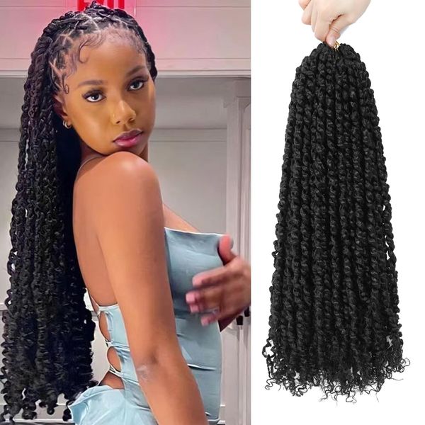 Roalnce Passion Twist Crochet Hair Pre-twisted Hair Extensions Pre Looped Synthetic Braids for Black Women 8 Packs 8 Packs 24 Inch