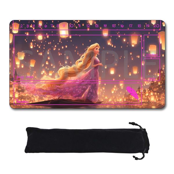 Lorcana Playmats Compatible TCG 24x14 Inches Gaming Mat, Non-Slip Rubber with Zones Play Mat and Free Storage Bag（DIS23）