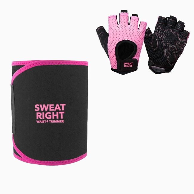 Waist Trimmer & Gloves - Sweat Band Increases Stomach Temp To Cut Water Weight