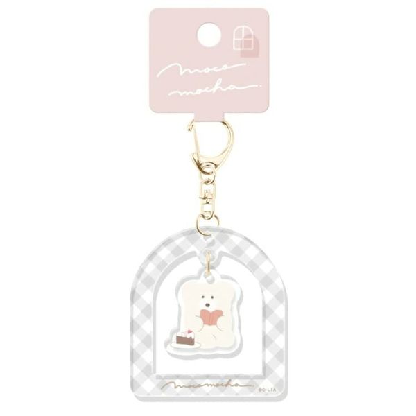 Soft Mokomocha [Key Ring] Wobbling Acrylic Key Chain/Cream
