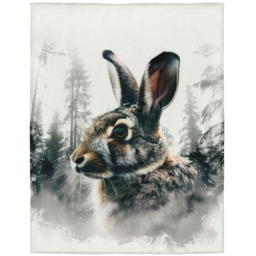 Rstick Cute Rabbit Fleece Blanket for Rabbit Lovers 60" x 80" Pine Tree Throw Blanket Cozy Soft Warm Gifts for Adult Teen