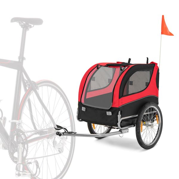 Dog Bike Trailer Foldable Pet Cart w/ 3 Entrances  for Travel