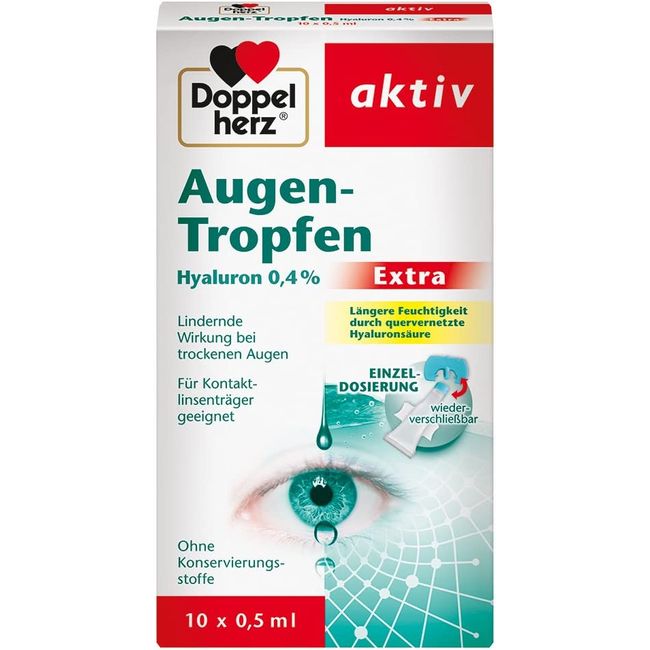 Doppelherz Eye Drops Extra Hyaluronic 0.4% - Moisturising Eye Drops ...