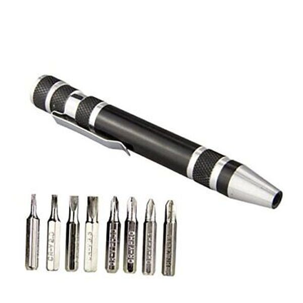 8 in 1 Mini Screwdriver Set Pen Style Small Repair Tools Compact Black