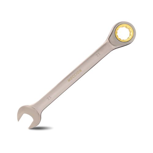 Meccion Fixed Head Ratchet Spanner 21mm Professional Chrome Vanadium Steel Forged Combination Wrench - Black Nickle Plated