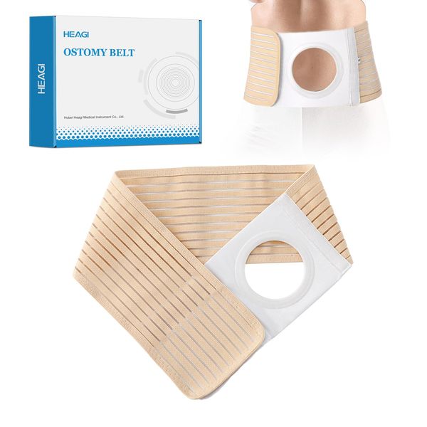 Heagimed Ostomy Hernia Belt, Adjustable Stoma Hernia Belt with Stoma Opening for Ostomy Bags to Prevent Parastomal Hernia, Size M