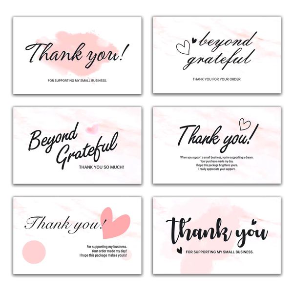 WEIZHEN 240-Count Thank You for Your Order Cards - Thank You For Supporting My Business Cards, 6 Styles - 2" x 3.5" Small Customer Appreciation Cards for Shops, Online Retailers, Business Owners