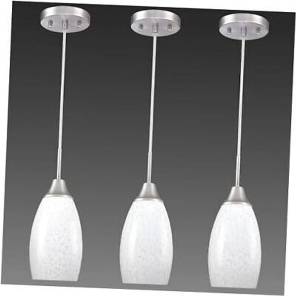 Mini Glass Pendant Lights with Handblown Milk Creamy Art 3-Pack Milky White