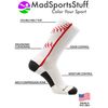 MadSportsStuff Baseball Socks with Stitches in Crew Length (White/Red, Medium)