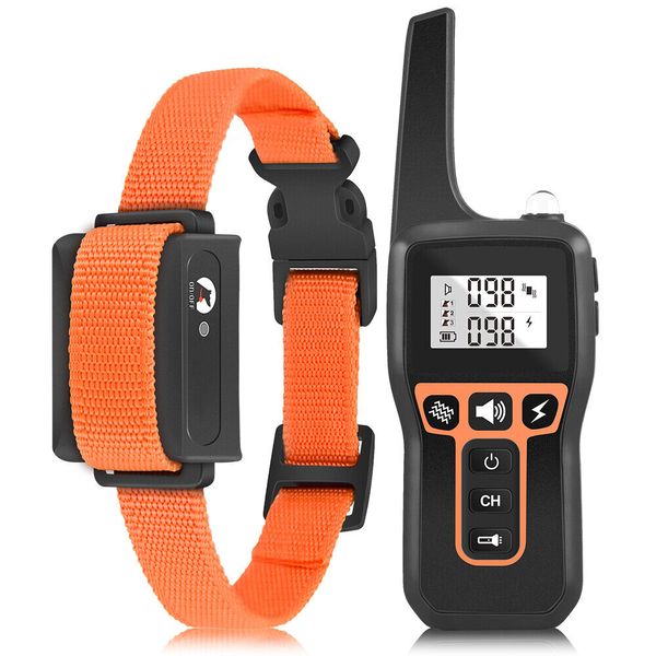 Dog Training Collar Shock Remote Waterproof Electric Rechargeable Pet Trainer