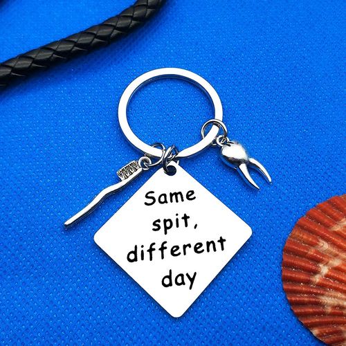 Funny Dentist Keyring Dental Hygienist Gift Dental Doctor Nurse Gifts Key Ring Same Spit Different Keyring Day Dentist Keychain Gifts Dentist Birthday Graduation Retirement Gift for Women Men