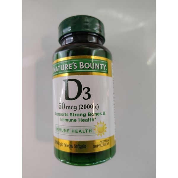 Nature's Bounty D3 50mcg (2000IU) 150 RAPID RELEASE SOFTGELS Exp 01/27