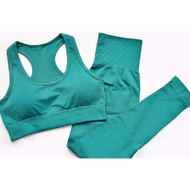 2/3 Pieces Fitness Yoga Set Women Solid Color Running Gym Suit