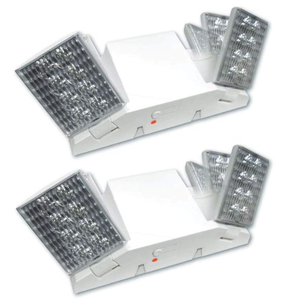 Hardwire LED Emergency Light Standard with Adjustable Heads, Backup Battery, UL Certified 2 Pack