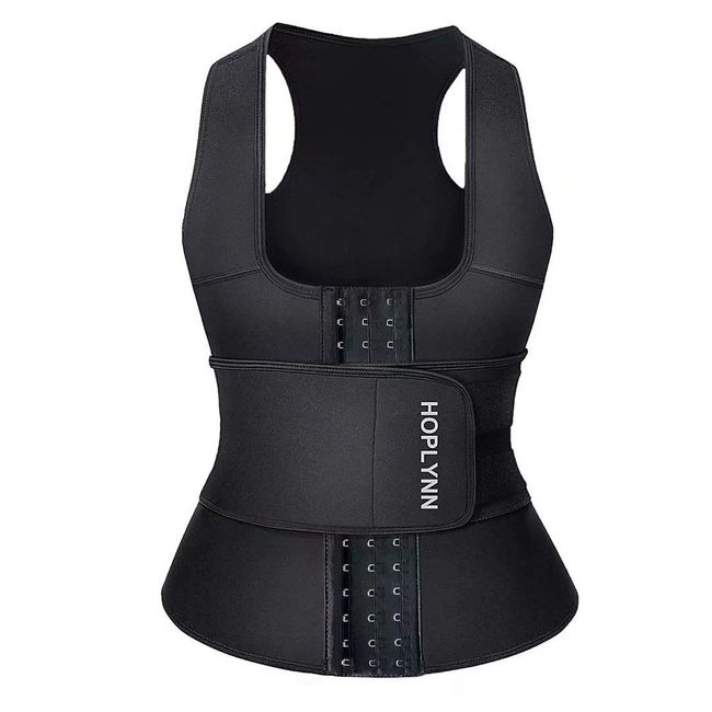 HOPLYNN Neoprene Sauna Sweat Waist Trainer Corset Trimmer Vest for Women Tummy Control, Waist Cincher Body Shaper Black Medium