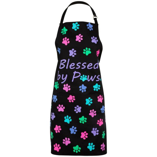 Animal Rescue Paw Print Pet Lovers Kitchen Chef Apron (Blessed by Paws)