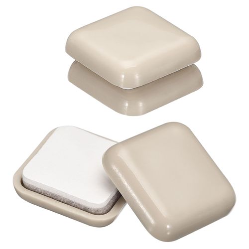 uxcell Furniture Sliders, 4Pcs 1" - Plastic Self-Adhesive Square Sliding Pads, Chair Glides for Carpeted Tile Vinyl Hardwood Floors (Grey)
