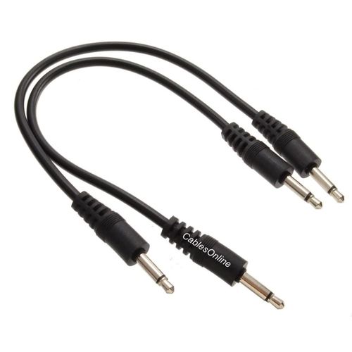 CablesOnline 2-Pack 6 Iinches 3.5mm Mono TS Audio Male to Male Molded Short Black Jumper Cable, Mono Devices, AM-100C-2