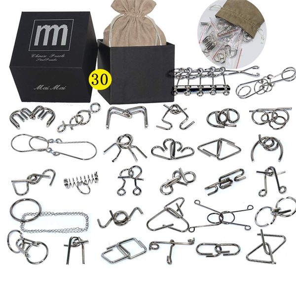 Chonor 30 PCS Mini Brain Teasers Metal Wire Puzzle Set IQ Test Mind Game Logic Educational Intelligence Toy for Adults and Kids