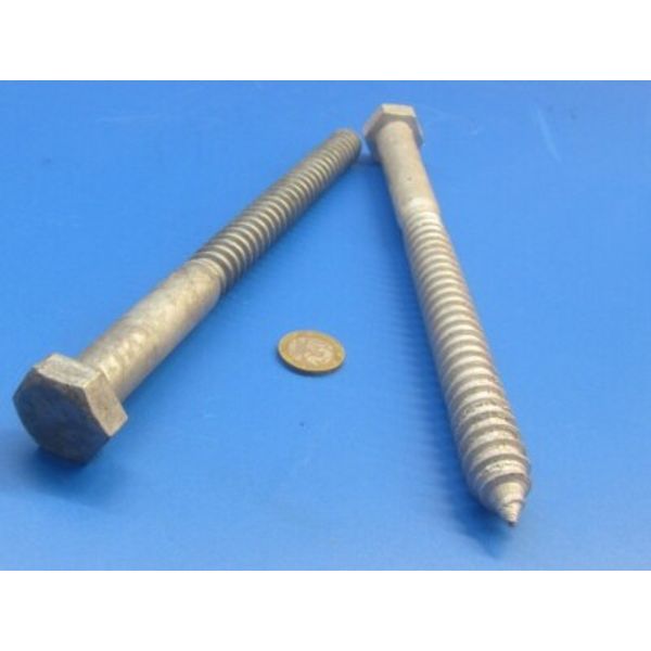 Galvanized Hex Head Lag Screw  3/4 Threads x 10.00" Length, 2 pcs