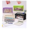 Cedar Eight Transparent Pencil Case, Large Capacity, Stylish, Clear, Convenient, Multi-Purpose, Folding, green, Clear
