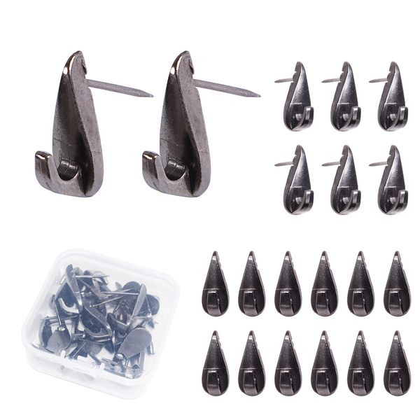 War horse Thumb Tacks Hooks, 20 Pieces, Alloy, Pin Hooks, For Plasterboard, Veneer, Wood, Wall Hanging Hooks, High Load Capacity 11.0 lbs (5 kg), For Watches, Paintings, Kitchen, Office, Bathroom,