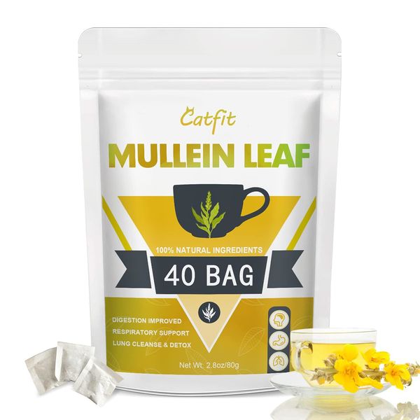 Mullein Leaf Herbal Tea for Respiratory Support, Mullen Tea for Lung Cleanse, &