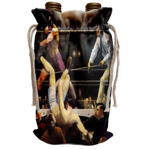 3dRose Doreen Erhardt Vintage Sports Collection - Vintage Art Dempsey and Firpo Boxing Match 1924 by artist George Bellows - Wine Bag (wbg_79452_1)