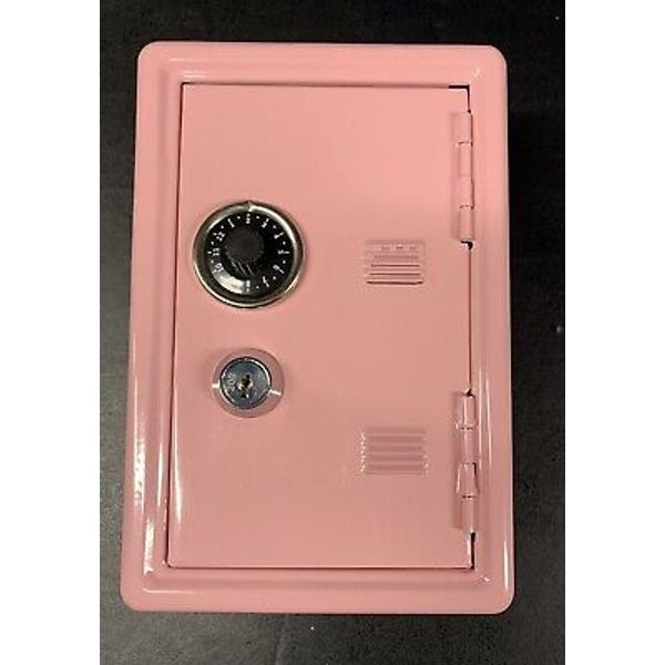 Kids Pink Metal Money Box Dual Lock